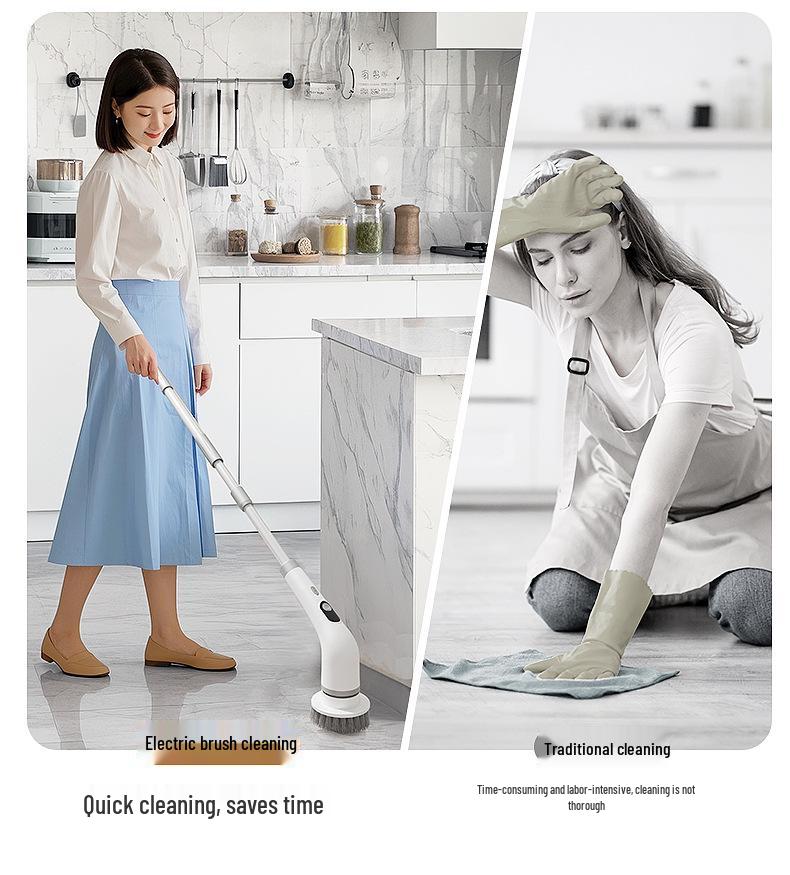 Electric Multi-functional Cleaning Brush with LCD & Retractable Handle for Fish Tanks, Kitchens, and Bathrooms