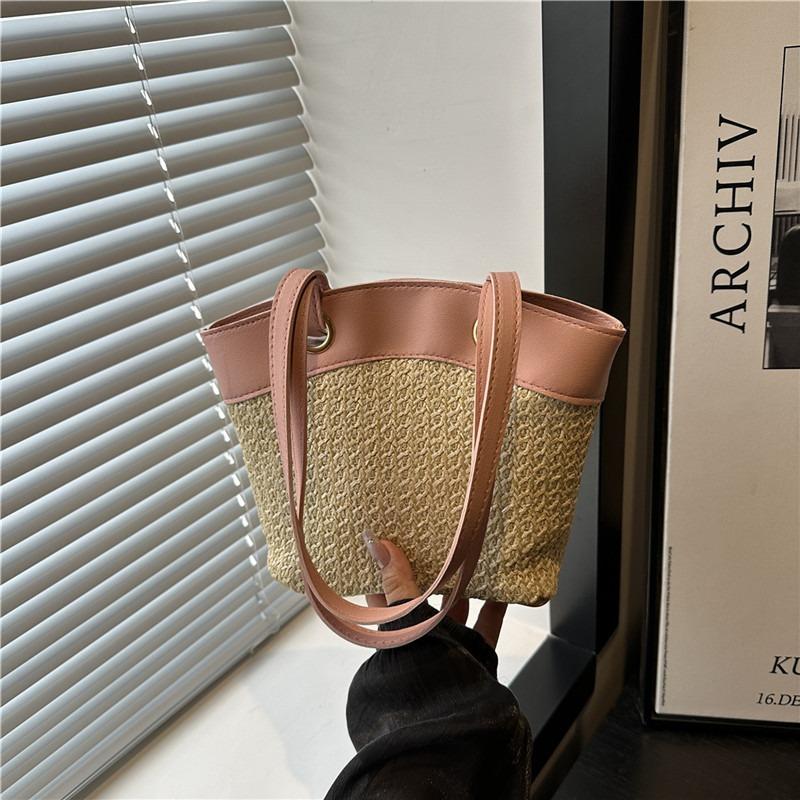 Large capacity casual woven bag women's summer straw bag seaside vacation beach bag versatile commuter shoulder bag