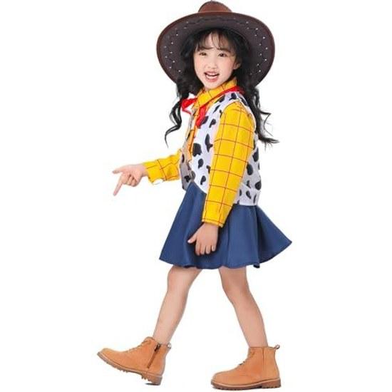 SCLYX Woody Costume Girls Cute Halloween Cosplay Kindergarten Kids Event Outfit #23065