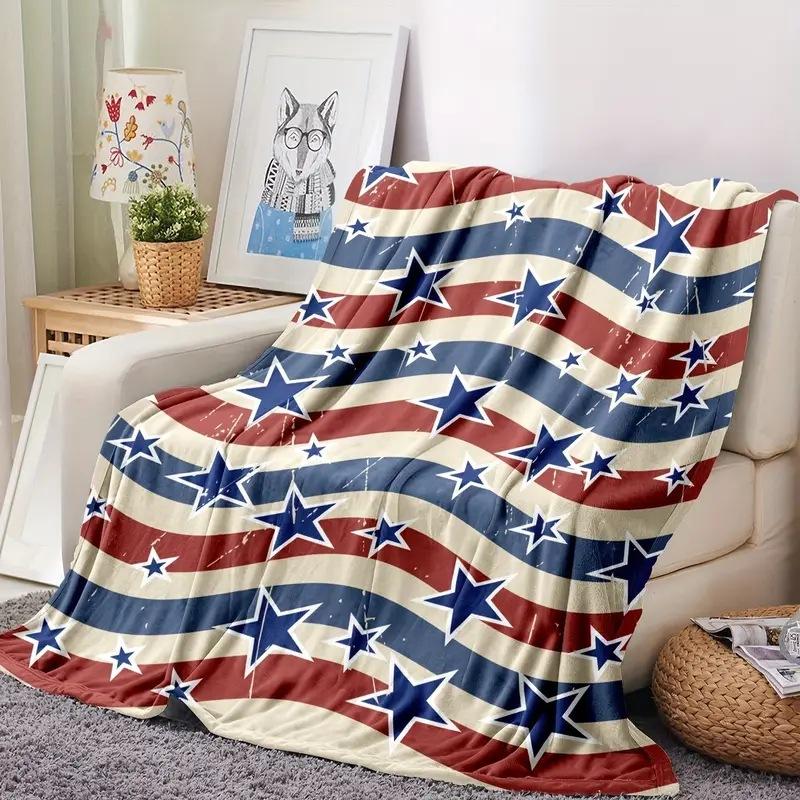 Pattern of the American flag digital-printed polyester Bedroom velvet flannel cover blanket Fleece soft cover blankets for beds