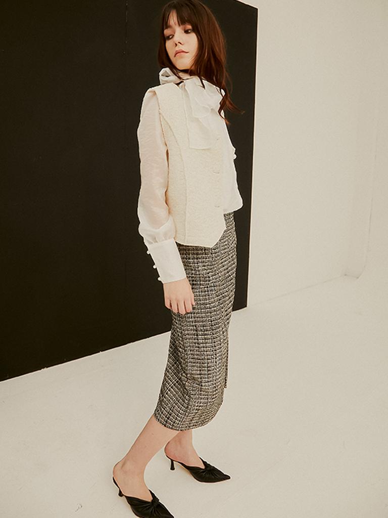 Sorry, Too Much Love Rael Midi Tweed H Line Skirt_Black