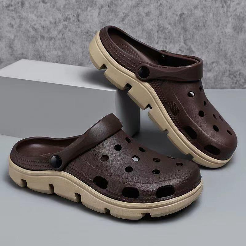 Pantofi cu găuri bărbați vară 2025 nou super foc birou plajă talpă moale antiderapant talpă groasă papuci cu vârf învelit bărbați
