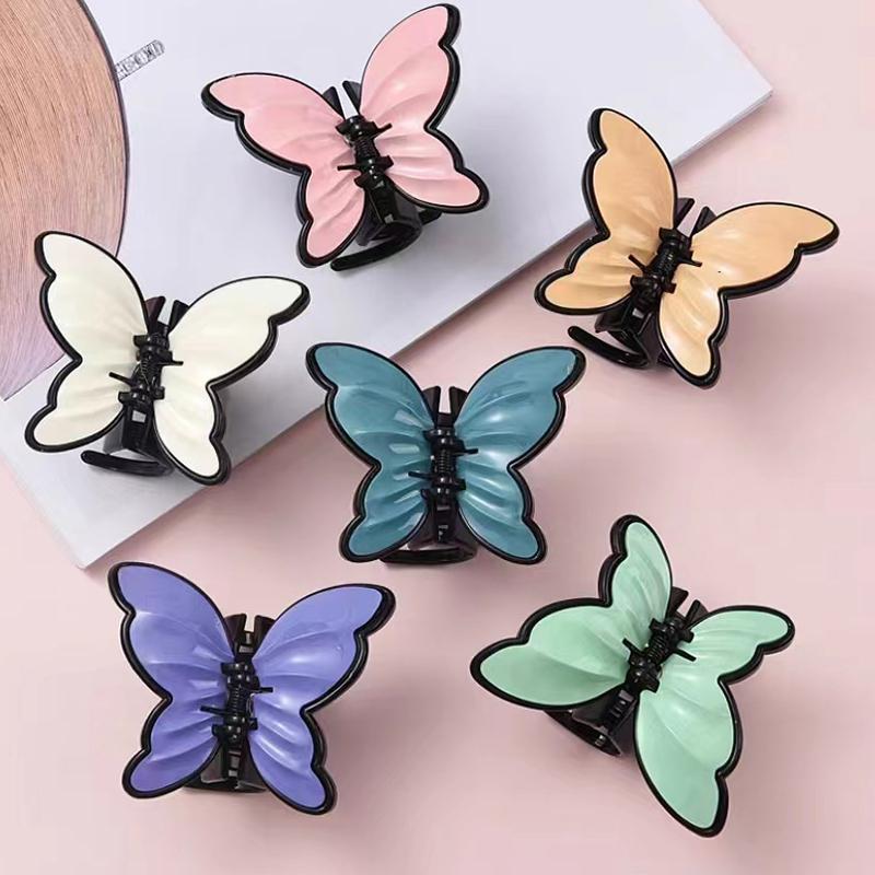 Kadın Kızlar İçin Vintage Sade Üç Boyutlu Kelebek Köpekbalığı Klipsleri Büyük Saç Pençesi Tokalar Saç Aksesuarları