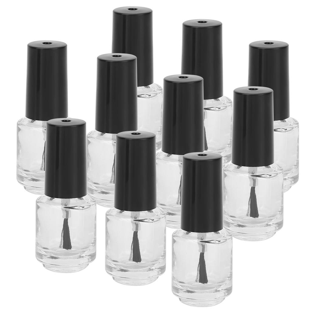 10 Stück 5ml Professionelle Leere Nagellack Glasflasche mit Pinselkappe Trichter Mischkugeln
