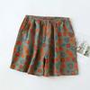 Pantalones Cortos Mujer Algodón Verano Versátil Vintage Sueltos Talla Grande Casual Pantalones de Pierna Ancha Shorts