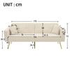 2 Seater Convertible Sofa, Adjustable Reclining Sofa Bed with Cushions and Side Storage Pockets - Lambswool - Beige