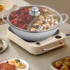2-in-1 Stainless Steel Hot Pot with Divider & Glass Lid, 28cm Multipurpose Shabu Shabu Pot, Kitchen Cooking Pot for Ramen, Soup