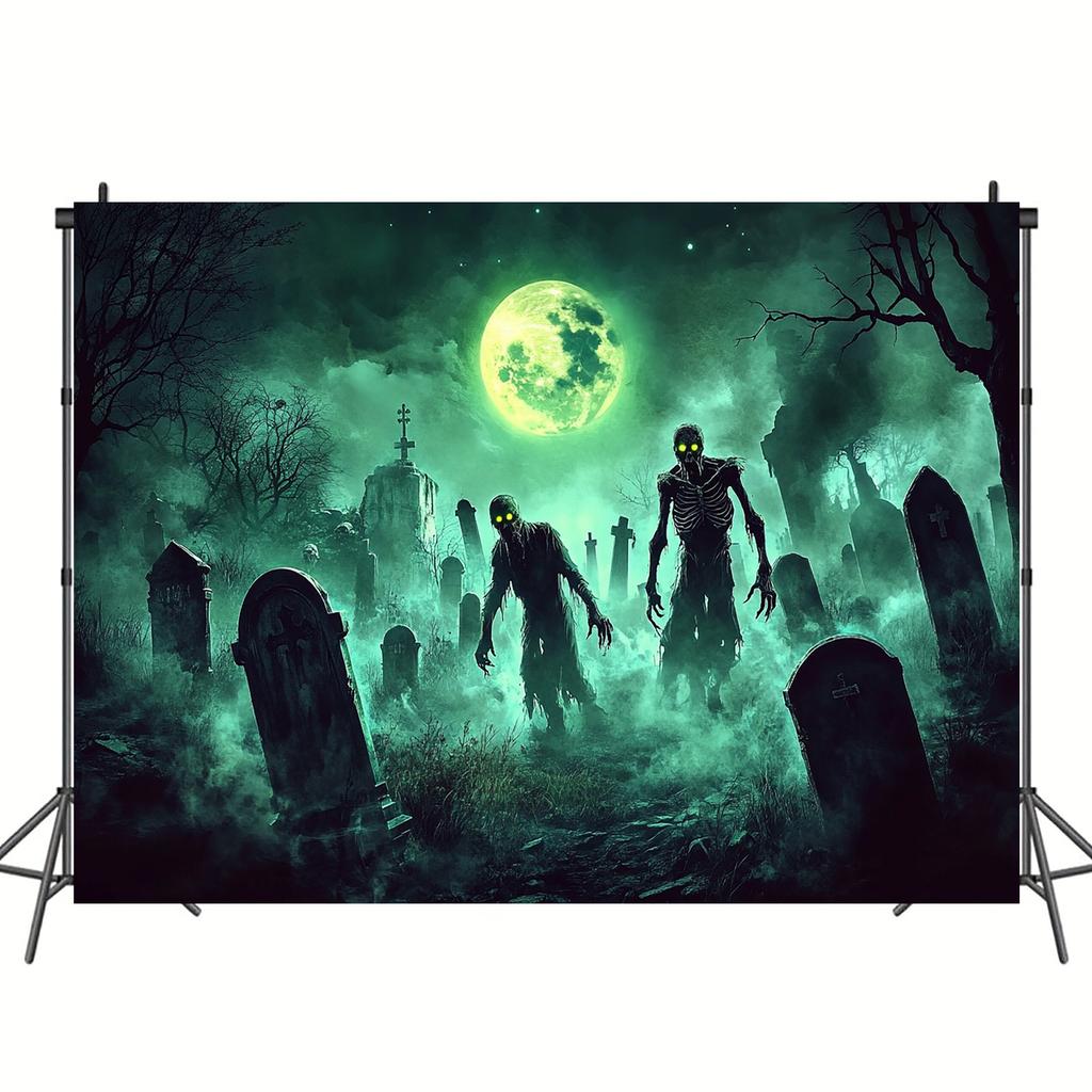 2D planar ghost cemetery zombie banner - suitable for Halloween birthday and wedding tomb decorationzyc
