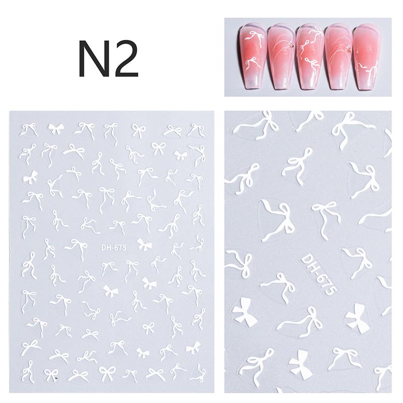 

Bowknot Ribbon Nail Stickers Mini Kawaii Lace Bow Tie Design Self-Adhesive Nail Art Decals Diy Manicure Supplies Decor