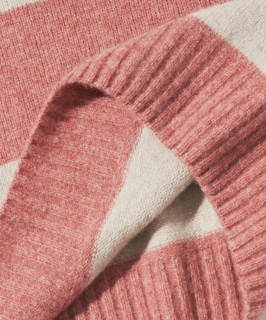 OUTSTANDING Pure Wool Wholegarment Stripe Knit_Pink/Ivory