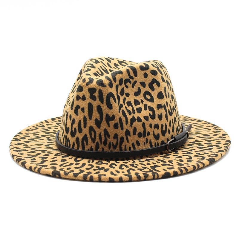 Men'S And Women'S Leopard Print Jazz Hats, Woolen Top Hats, Trendy Versatile Fur Hats