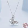 S925 Sterling Silver Double Butterfly Pendant Necklace for Women Platinum Plated Delicate Fine Jewelry Birthday Gift