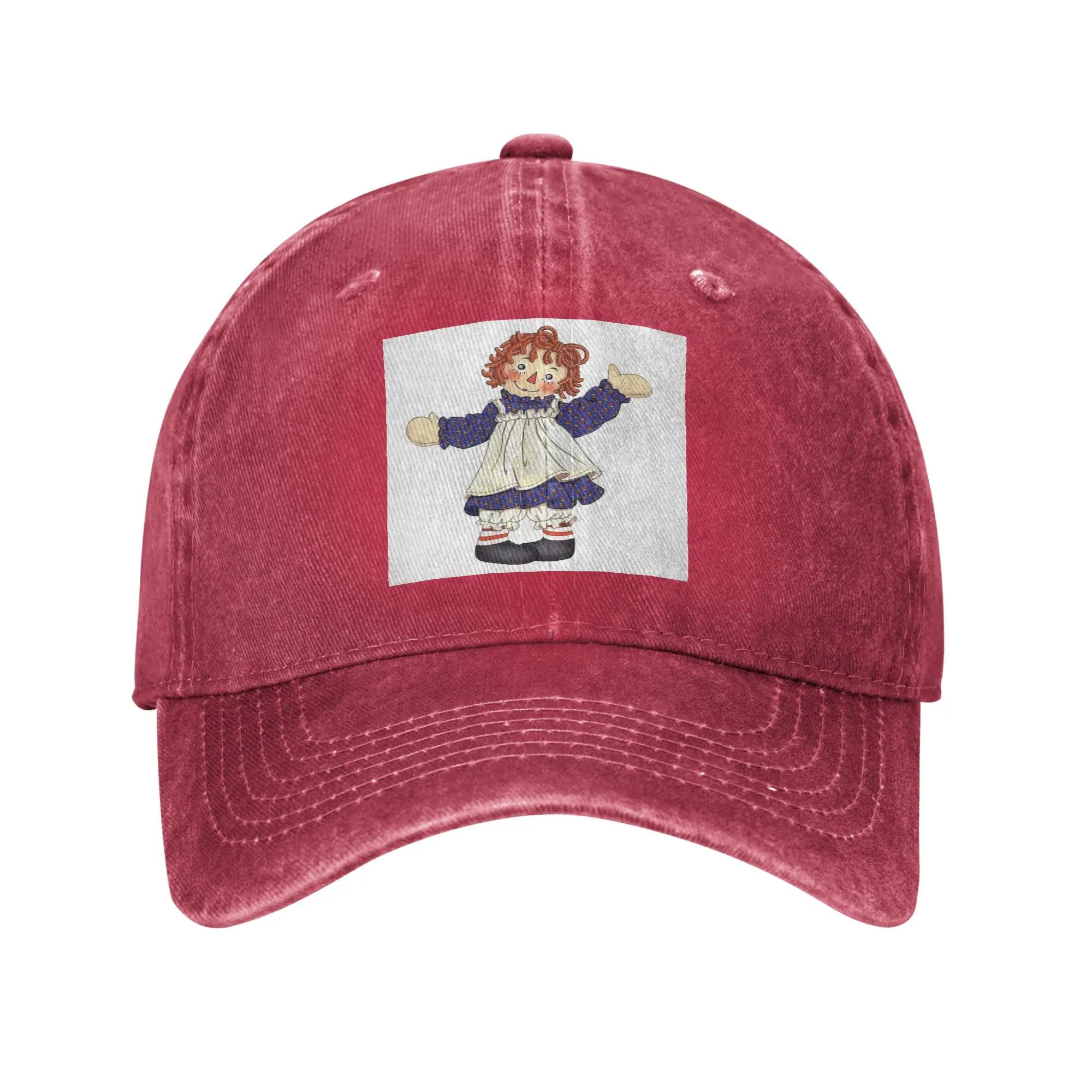 Raggedy ann and raggedy andy Washed Denim Cap Casual Baseball Caps Adjustable Hat Summer Unisex Baseball Hats One Size