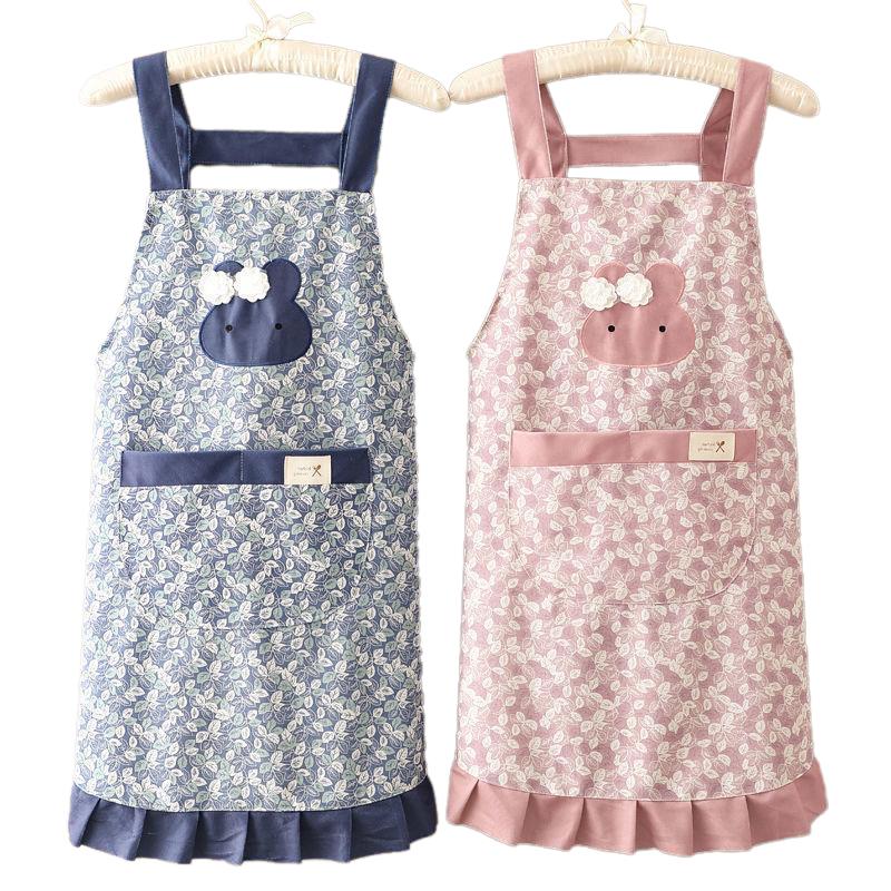 Housework Floral Restaurant Kitchen Cotton And Linen Striped Apron