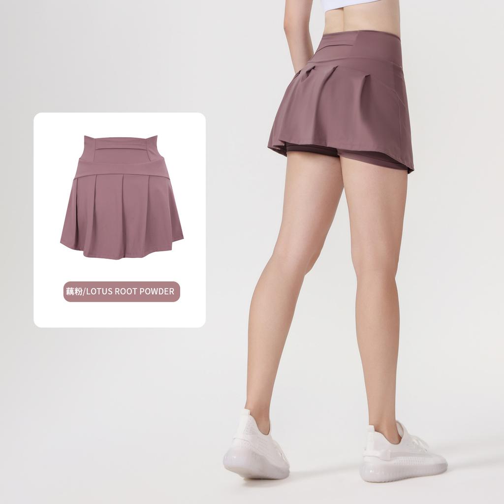 () Sports Tennis Skirt Women'S Anti-Light Fitness Skirt Fake Two-Piece Yoga Quick-Drying Pleated Skirt Shorts