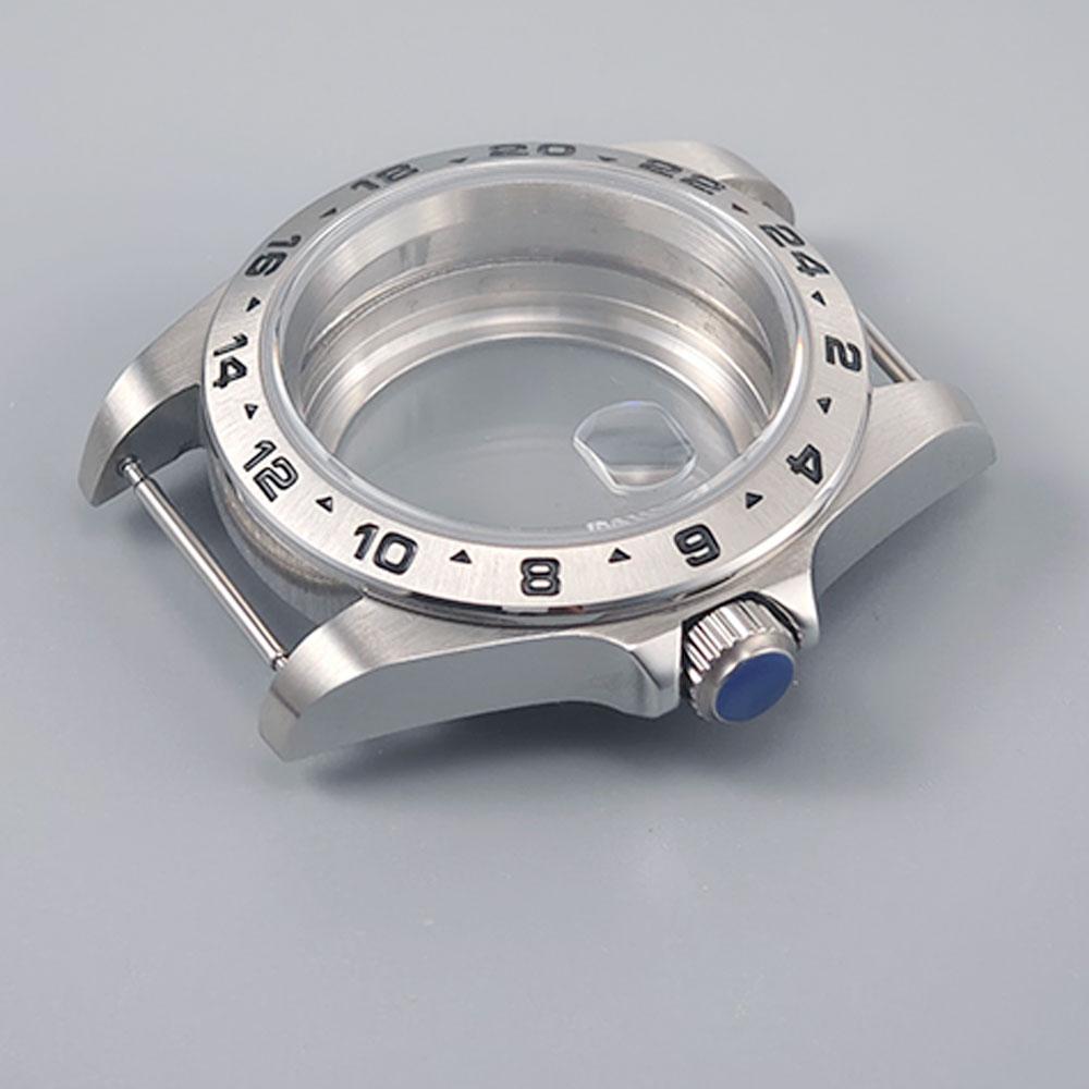 39MM Old EXP 24 Hour GMT Steel Bezel Watch Case for NH34 NH35 NH36 Movement Sapphire Glass Explorer Watches Case Accessories