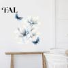 Adesivi Decorativi per Piastrelle del Bagno, Adesivi Murali Floreali Blu Lavati all'Inchiostro con Farfalle, Gigli Delicati da Staccare e Attaccare, Soggiorno Camera da Letto