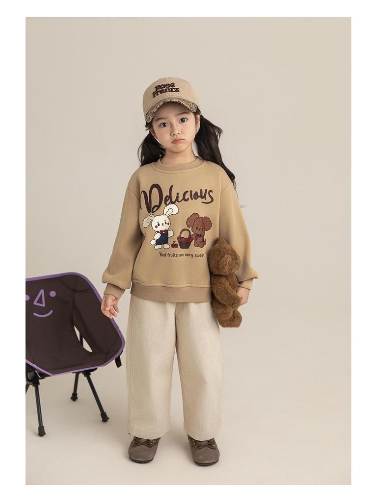 Libu Girl's Retro Corduroy Pants - Soft, Skin-Friendly, Windproof, Warm, Loose-Fit Straight-Leg for Autumn