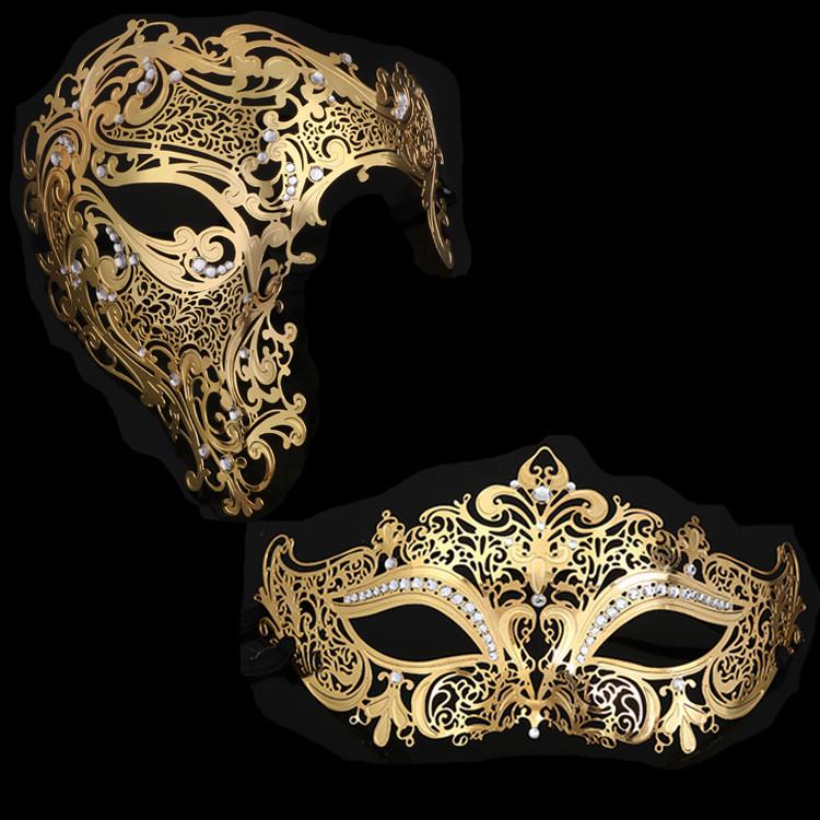 Metallische Halbmaske mit glitzernden Verzierungen für Hochzeiten, Halloween und Veranstaltungen