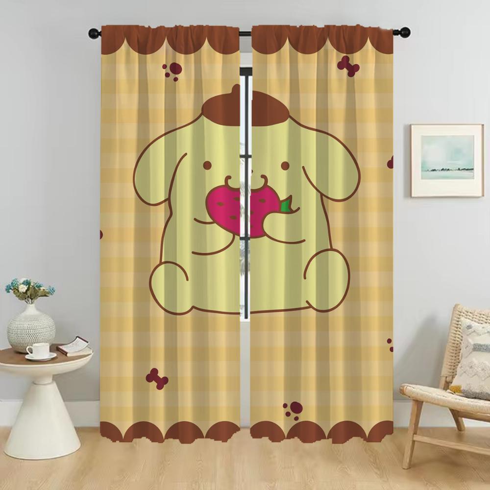 Curtains for Living Room Curtain P-Pompom Purin Tulle for Bedroom Halloween Decoration Shades Home Interior Curtains 2 Pieces