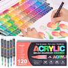 12/24/48Colors Acrylic Paint Pens Markers Brush Tip Paint Markers For Rock Painting Wood Stone Christmas Gift DIY Crafts