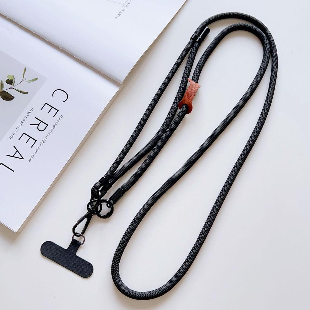 7mm Phone Lanyard Crossbody, 1.5m Adjustable Anti-Lost Neck Strap with Colored Chain and Leather Tag.