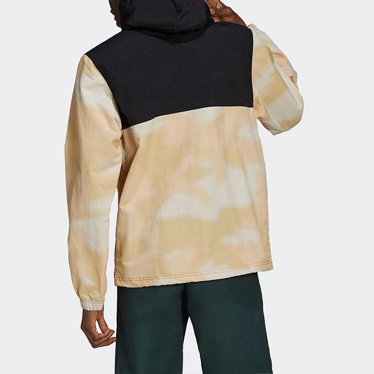 Adidas Originals Camo Windbreaker Jacket With Spray Paint Contrast And Half Zip Men Jackets Black Brown GN1876