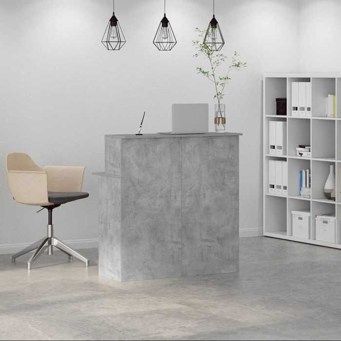 VidaXL Bureau de réception gris béton 100x50x103,5cm bois d'ingénierie, comptoir de réception, réception de salon, comptoir 859027