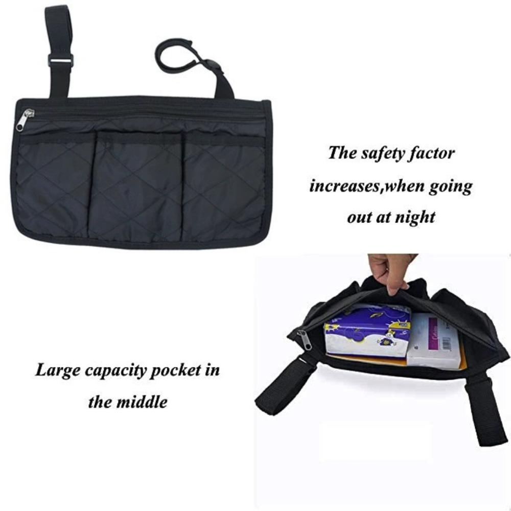 Wheelchair Side Storage Bag Mult‑Pocket Armrest Organizer Pouch Oxford Hanging Bag for Walker Rollator Wheelchair Accessories