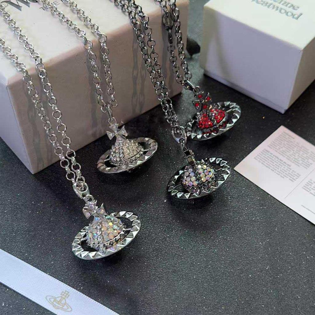 Mayfair Diamond Paved Saturn Punk Necklace for Men & Women