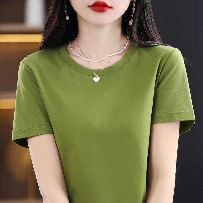 YYFS Damenmode, lässig, Sommer, Frühling, einfarbig, bedruckt, kurzärmelig, O-Ausschnitt, Blusen und Hemden