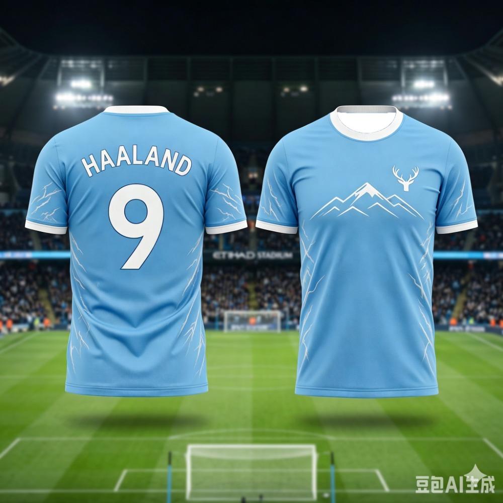 Maglia da Calcio da Uomo per Famiglia Haaland #9 con Motivo Cervo Montagna Fulmine Asciugatura Rapida Traspirante T-shirt da Allenamento Calcio per Tifosi