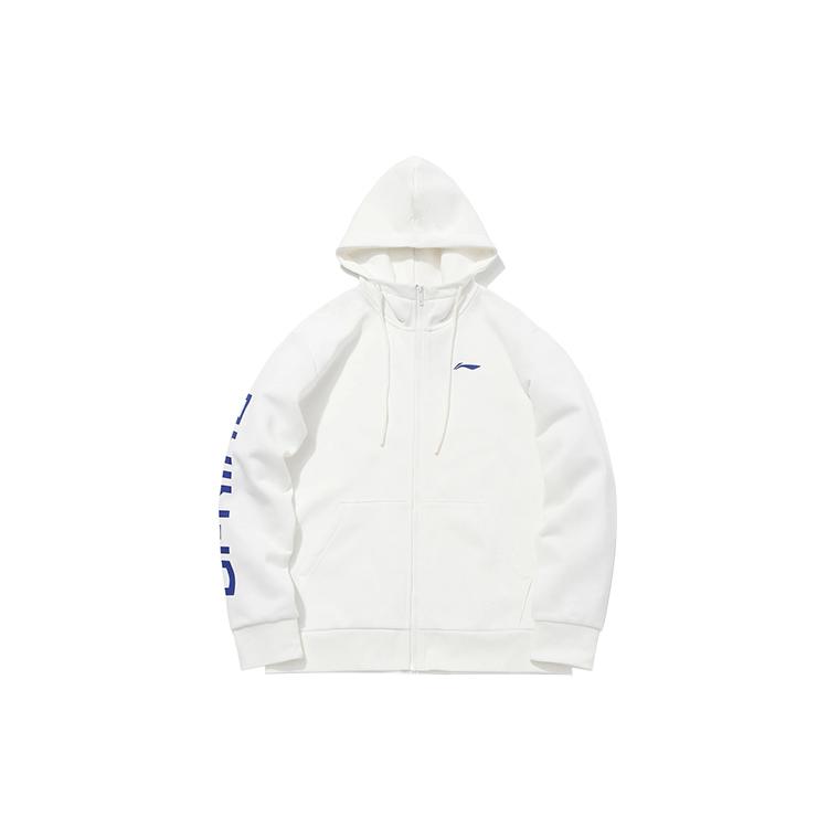 Li Ning Sports Fashion Collection Sweatshirts Unisex White Hooded Moderate Cardigan AWDPD23-18
