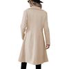 Women's Casual And Stylish Long Solid Color Wool Coat With Double-breasted Lapel