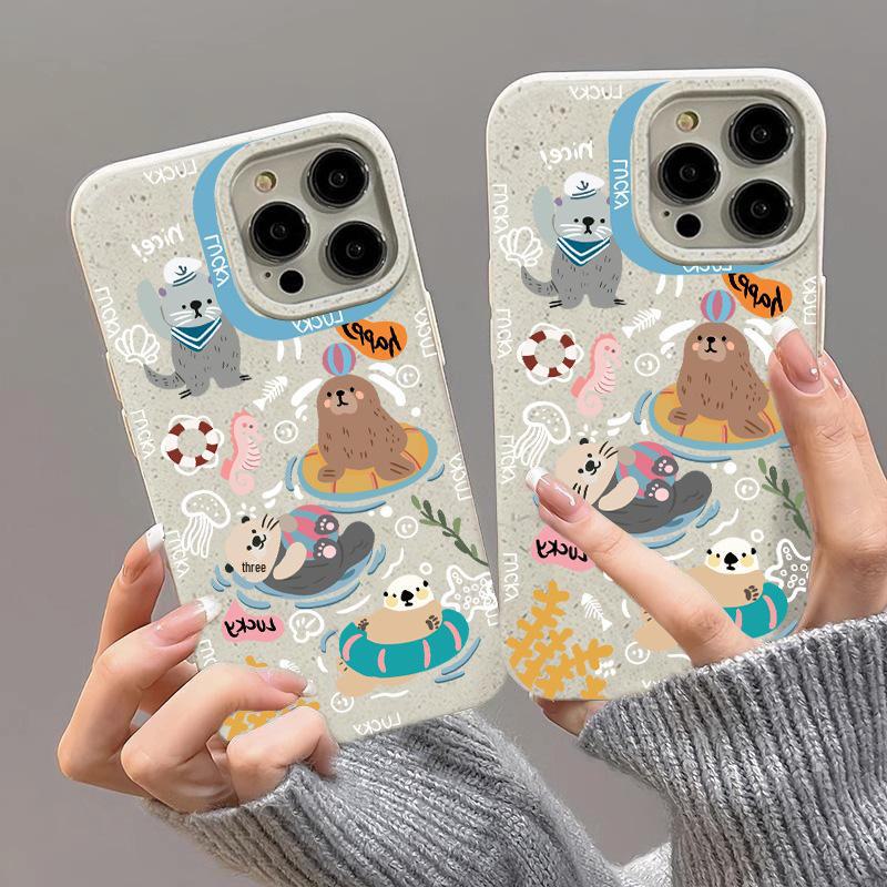 

Swimming Otter iPhone 16 Pro/16 Plus/16 Pro Max Soft Glue Case iPhone 11 Pro Max