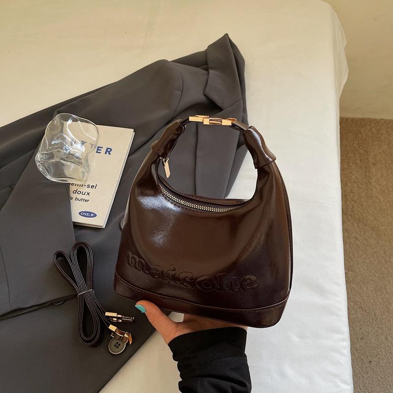 

Casual Vintage Pu Shoulder Bags for Women Simple Portable Textured Ladies Crossbody Bag Solid Color Female Hobos Handbags Purse кофейный
