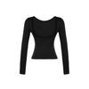 Black Cotton Stretchy Backless Fitted Blouse Twoaw24bz00160