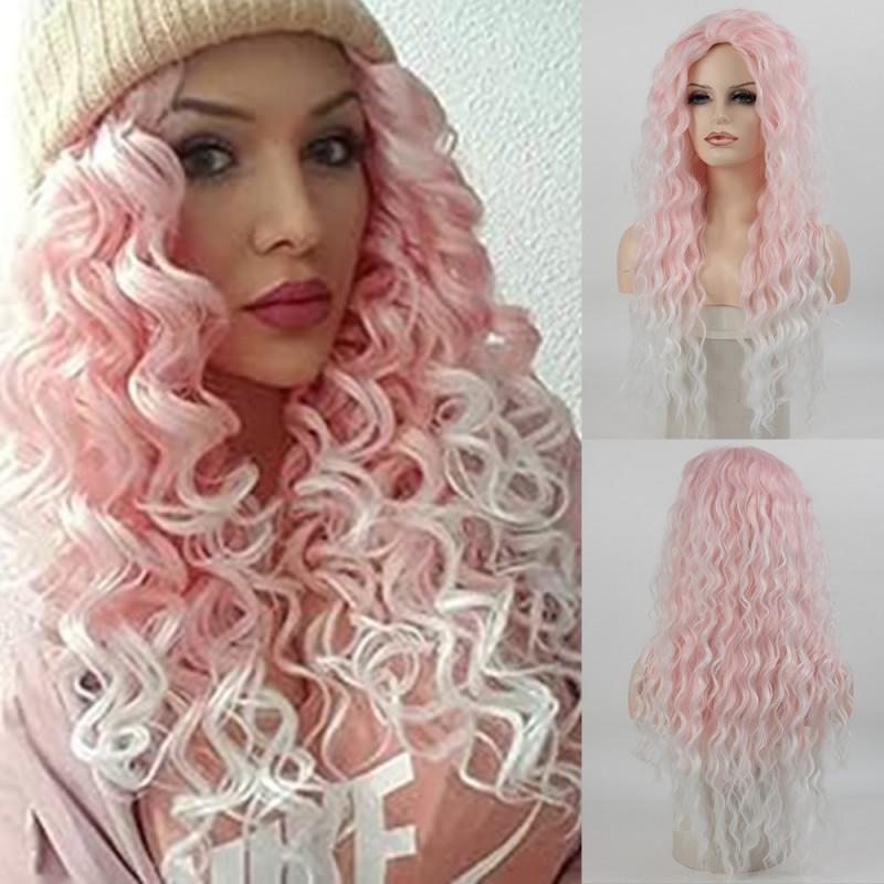 European American Wigs Women African Small Curl Long Chemical Fiber Headgear Gray Gold Partial Wig