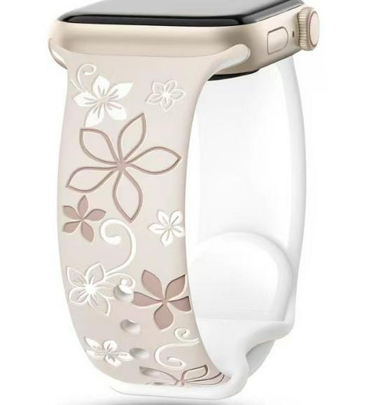 Bauhinia Floral Laser-Engraved Silicone Band for Apple Watch