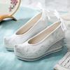 Spring High-Heeled Embroidered Hanfu Shoes - Women's Ethnic Style Wedge Heel with a Traditional Beijing Design