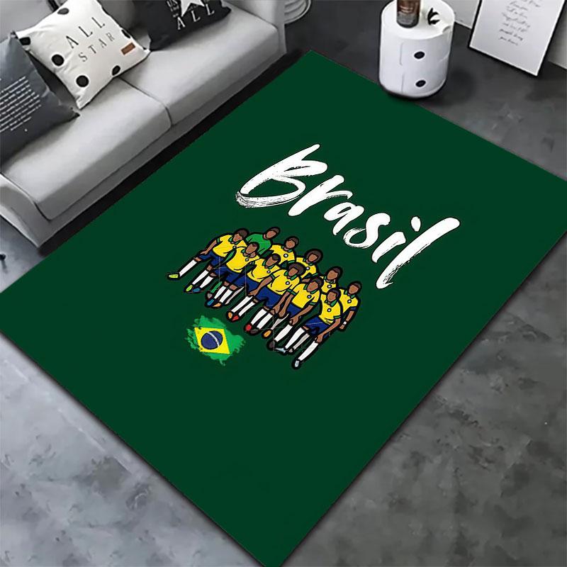 Brazil National Football Team Carpet Rug for Living Room Bedroom Home Sofa Decoration,Kids play Non-slip Floor Mat