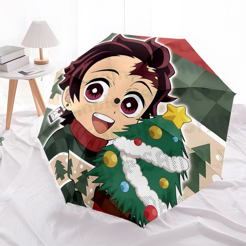 

1pc Christmas Edition Automatic Opening Closing Umbrella with Foldable Design, 8-Rib Iron Frame Perfect Outdoor Gift for Fans, Travelers, Daily Use, a
