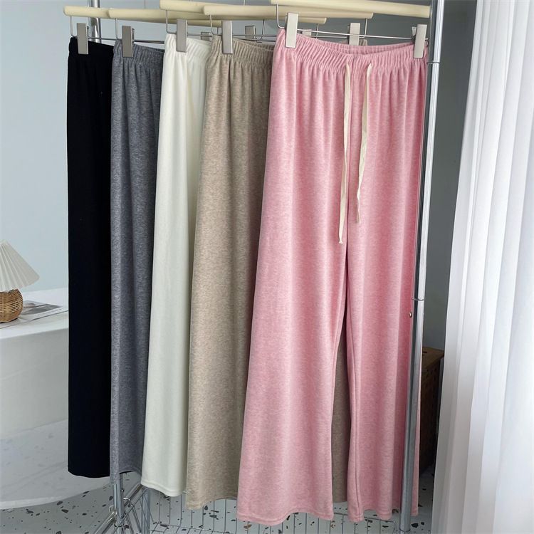 Pantaloni Casual Eleganti in Maglia di Cashmere Morbidi a Gamba Dritta Pantaloni a Gamba Larga di Lana Streetwear Moda High Street Pantaloni Femminili