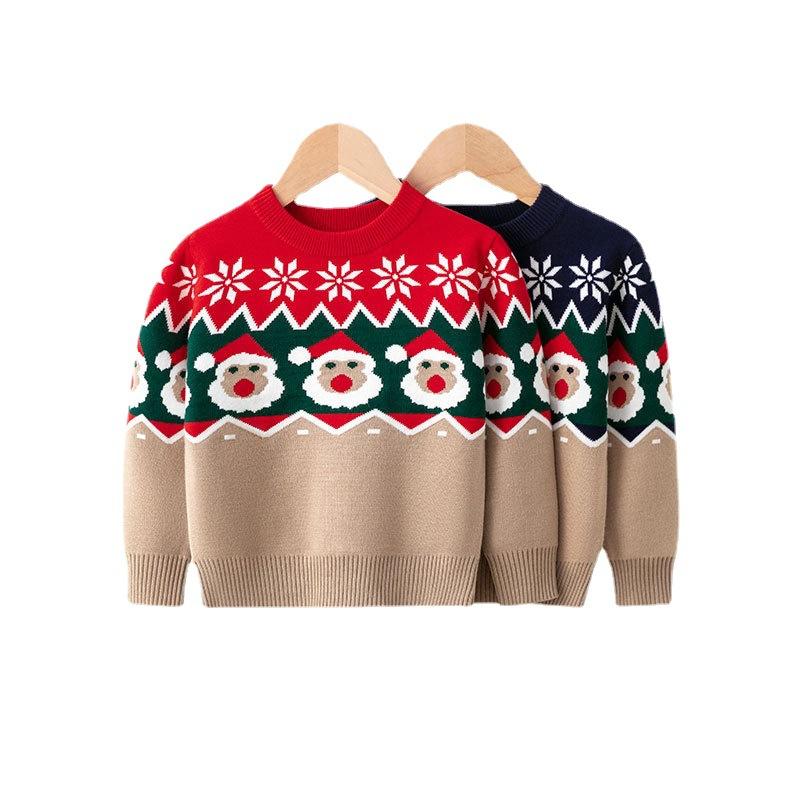 New Children's Christmas Sweater Collection: Girls' and Boys' Autumn/Winter Cartoon Pullover Knitwear