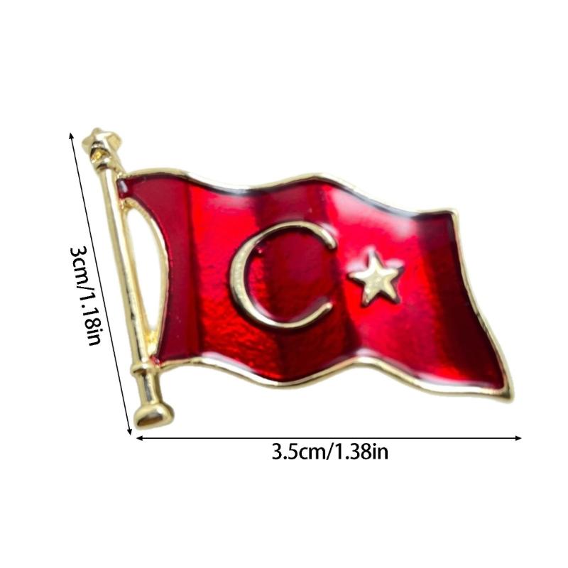 Mond und Stern Fahnen Broschen Pin Goldfarbene Legierung Rotes Reversabzeichen Dekoratives Accessoire für Jacken, Mäntel Schals Taschen