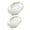 Mirrored Glass Make up Tray, Geometric Jewelry Organizer Ornate Bathroom Vanity Trays, Perfume