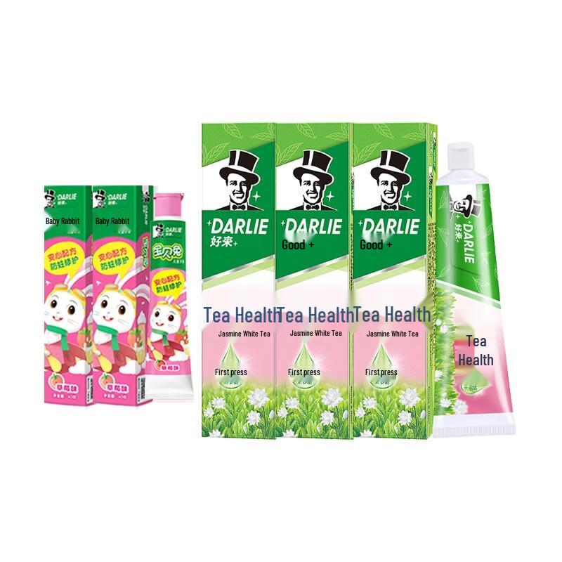 Darlie Family Toothpaste Bundle: Kids Strawberry & Tea Benefit Jasmine White Tea