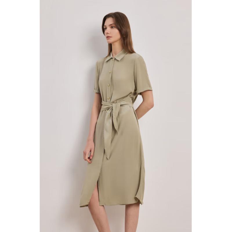 Scofield Women's Belted Shirt Collar A-Line Dress