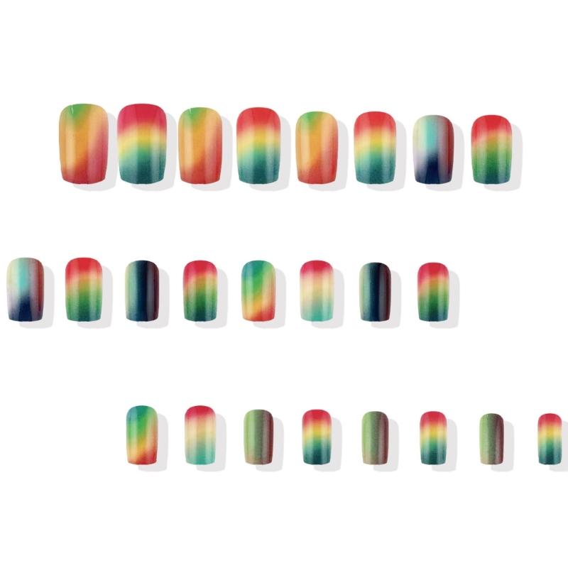 Square Press On Nail Gradient Designs Fake Nail Glues On Nail Artificial Acrylic Nail 24pcs Stick On Nail for Women
