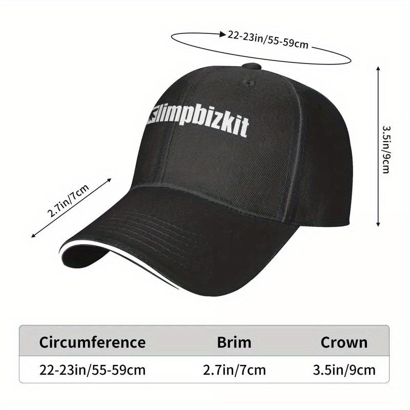 Limp Bizkit Snapback Baseball Cap - Breathable lightweight, black with white logo and fishbone design, machine washable outdoor